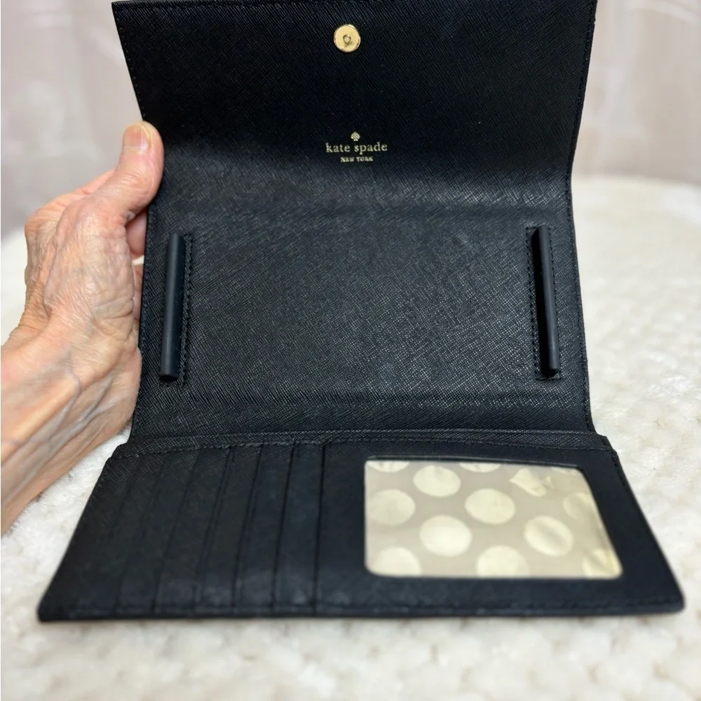 KATE SPADE Saffiano Black Leather Iphone  Wallet
